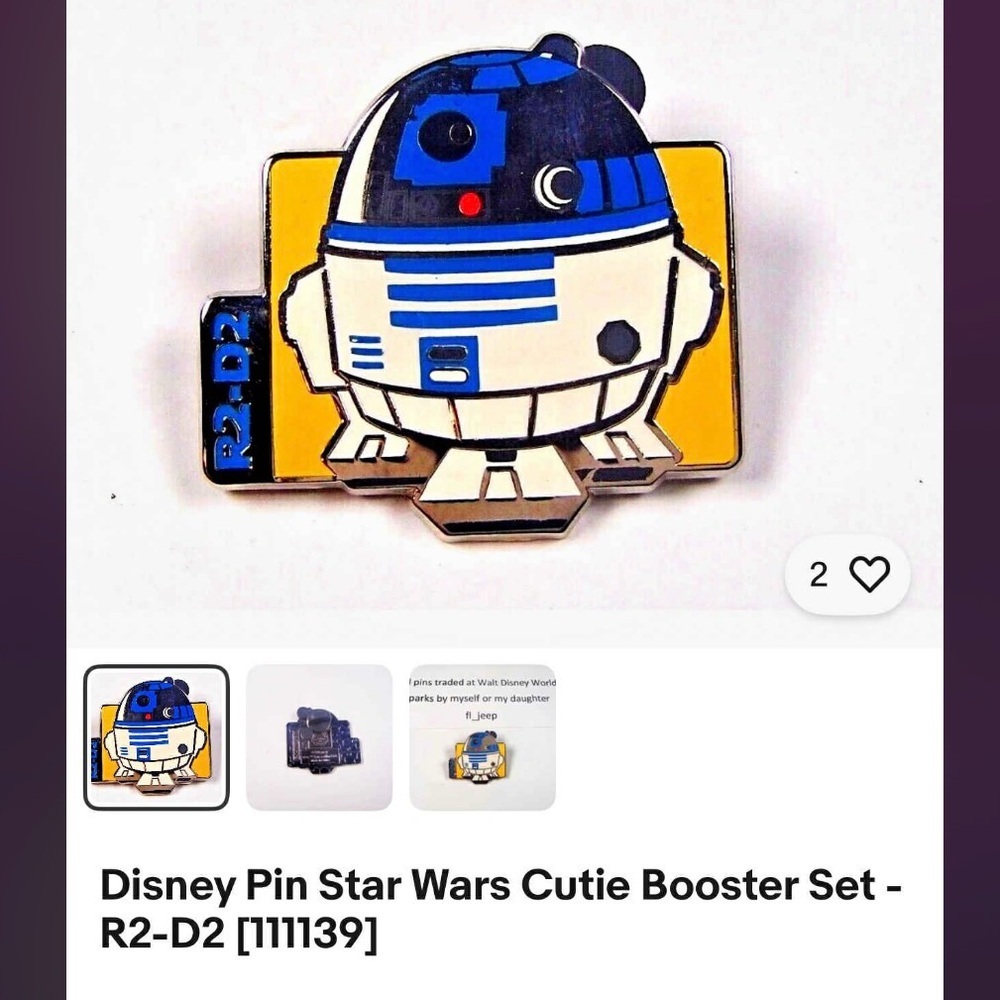Disney Star Wars R2-D2 Enamel Pin with Blue and Yellow